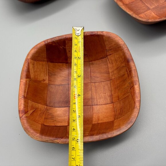 Vintage Parquet Wood Square Bowls Set | Mid Century | Set of 4 - Picture 10 of 10